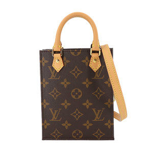 Louis Vuitton Monogram Petite Sac Plat 2-way Hand/Shoulder Bag, Brown, M81295...